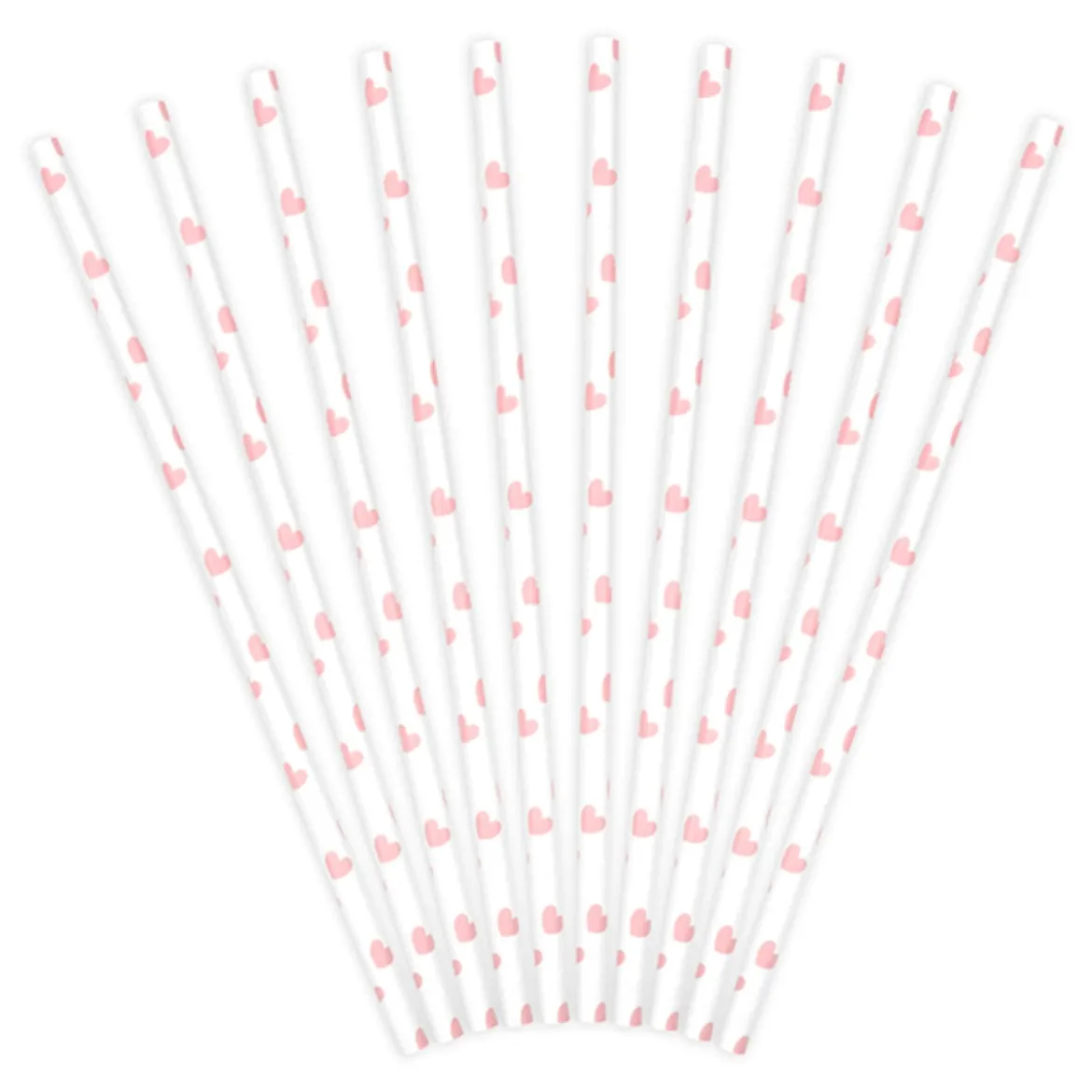 Röhrchen Herzen Papier 10 Stück weiß rosa 19,5cm