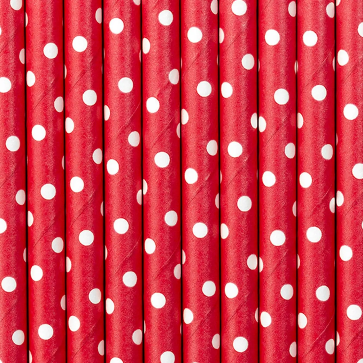 Röhrchen Punkte Papier 10 Stück rot weiß 19,5cm