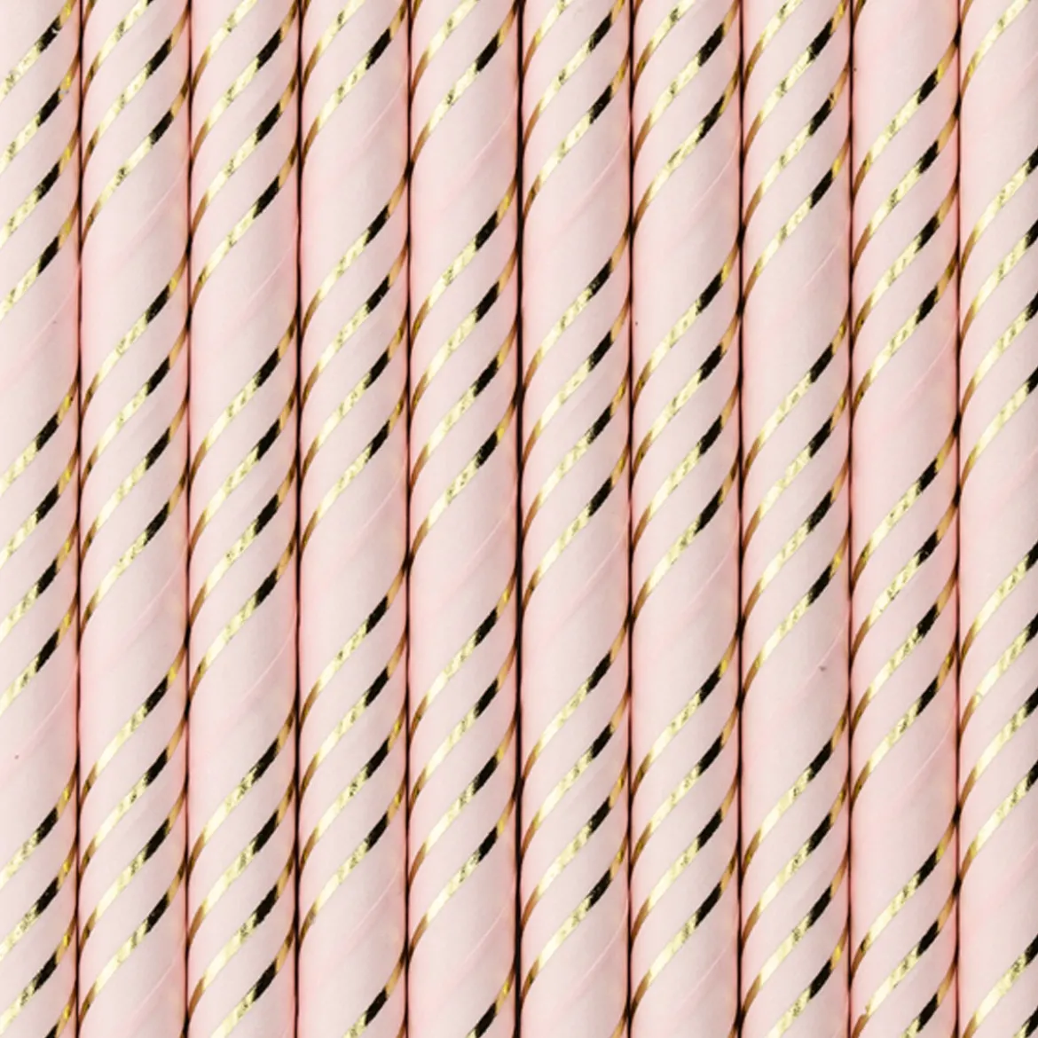 Röhrchen schräge Linien Papier 10 Stück hellrosa gold 19,5cm