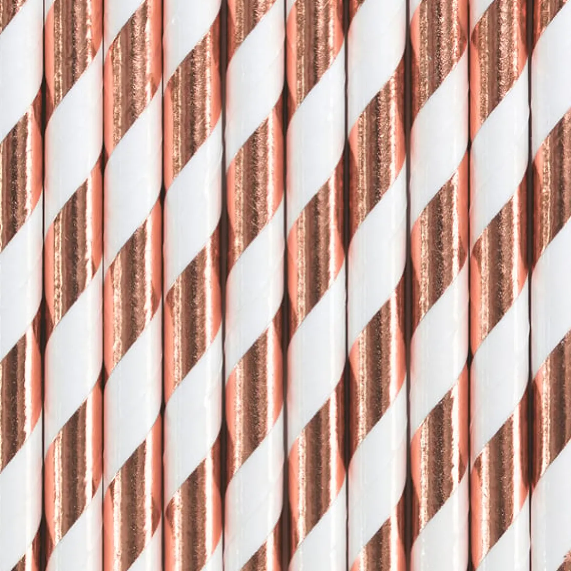 Röhrchen schräge Streifen Papier 10 Stück rosegold weiß 19,5cm