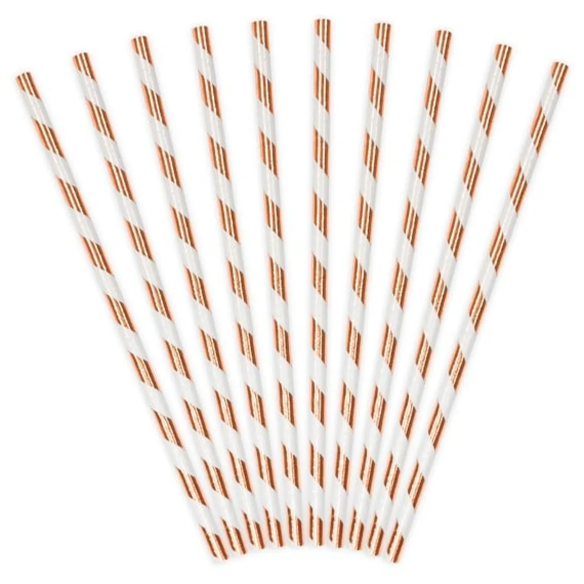 Röhrchen schräge Streifen Papier 10 Stück rosegold weiß 19,5cm