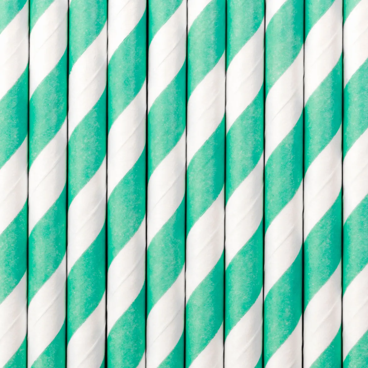 Röhrchen schräge Streifen Papier 10 Stück mint weiß 19,5cm