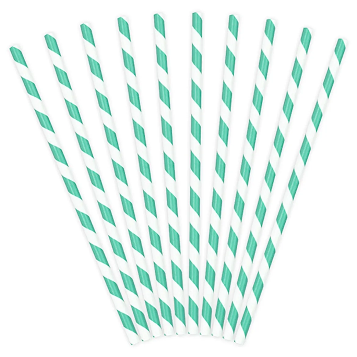 Röhrchen schräge Streifen Papier 10 Stück mint weiß 19,5cm