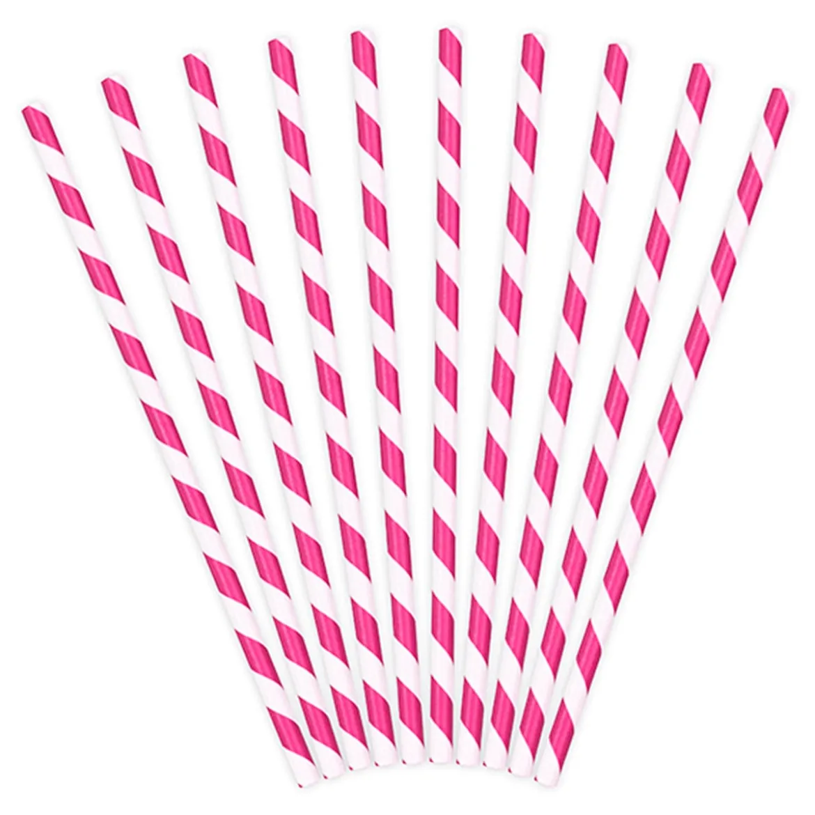 Röhrchen schräge Streifen Papier 10 Stück pink weiß 19,5cm