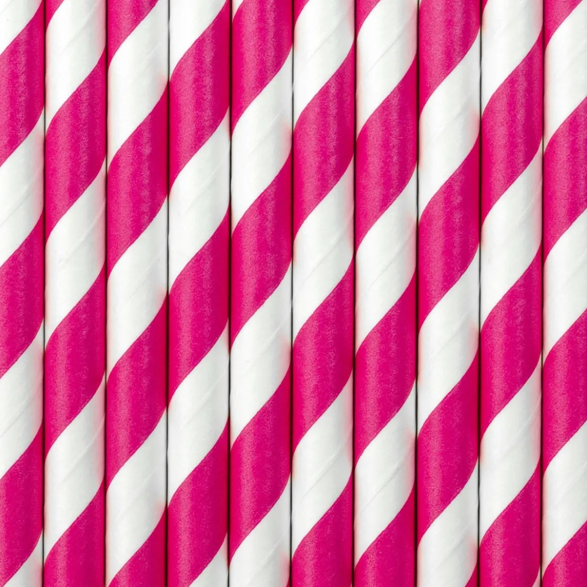 Röhrchen schräge Streifen Papier 10 Stück pink weiß 19,5cm
