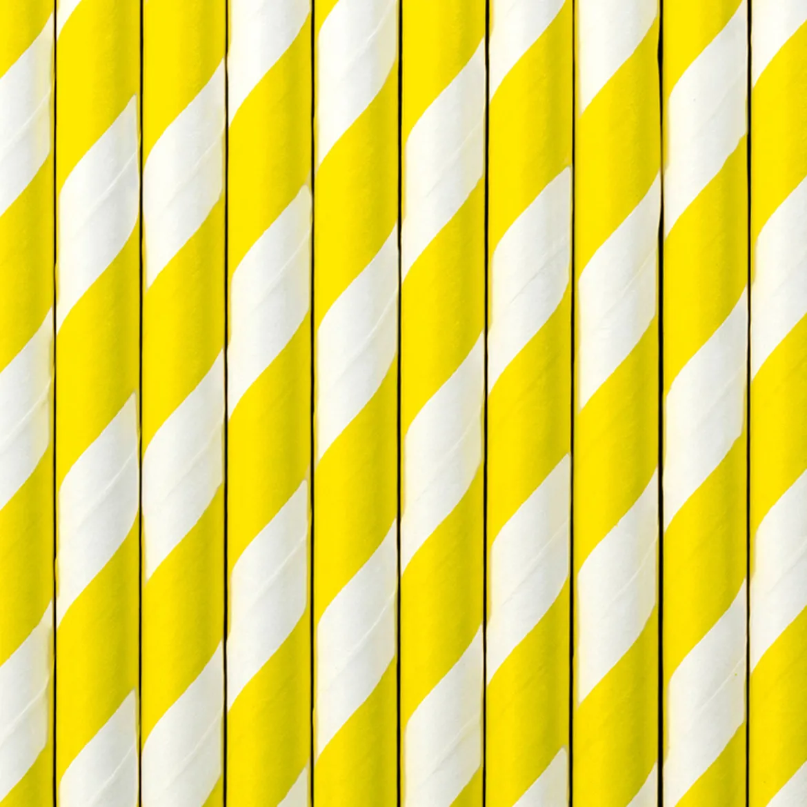 Röhrchen schräge Streifen Papier 10 Stück gelb weiß 19,5cm
