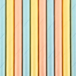 Röhrchen Summer Time Papier 10 Stück einfarbig hellblau gelb orange 19,5cm
