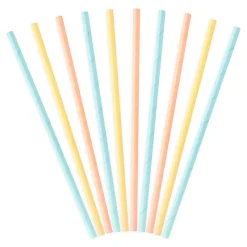 Röhrchen Summer Time Papier 10 Stück einfarbig hellblau gelb orange 19,5cm