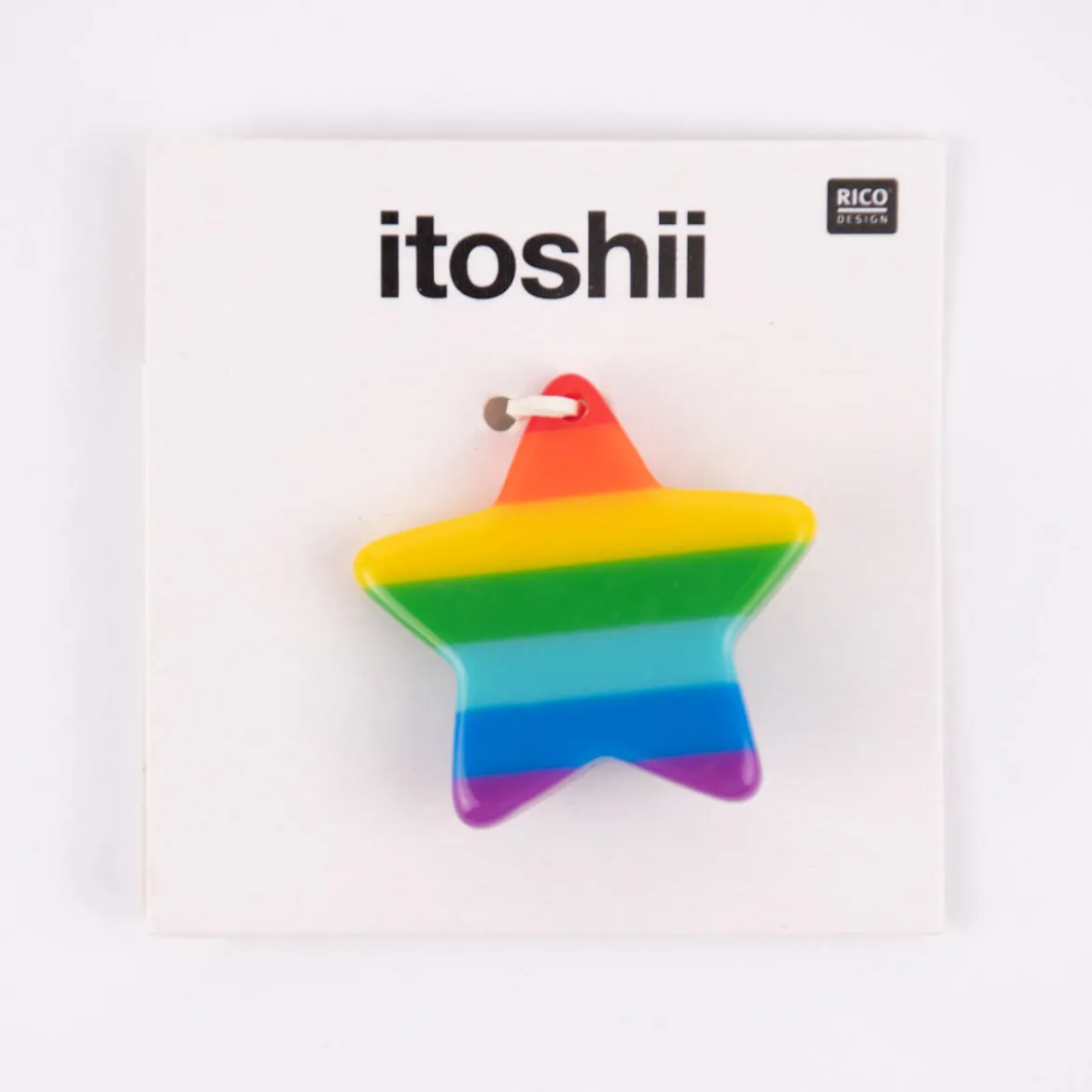 Rico Design Anhänger Stern Scheibe Kunststoff Regenbogenfarben 26x25x3mm