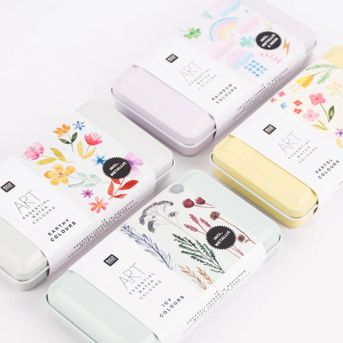 Rico Design Art Essential Aquarell Künstler Aquarellfarbkasten 12 Farben Regenbogen