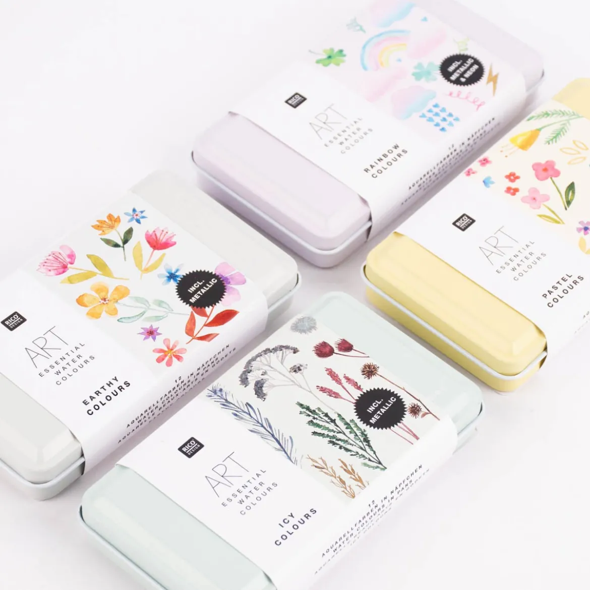Rico Design Art Essential Aquarell Künstler Aquarellfarbkasten 12 Farben Erdfarben