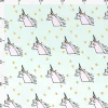 Rico Design Baumwollstoff Einhorn Sterne mint rosa goldfarbig bunt 1,4m Breite