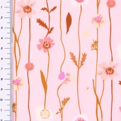 Rico Design Baumwollstoff Stoffabschnitt Wildblumen rosa bunt 50x140cm