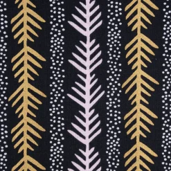 Rico Design Baumwollstoff Stoffabschnitt grafisch Zweig Punkte schwarz lila goldfarbig 50x140cm