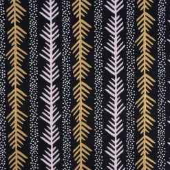 Rico Design Baumwollstoff Stoffabschnitt grafisch Zweig Punkte schwarz lila goldfarbig 50x140cm