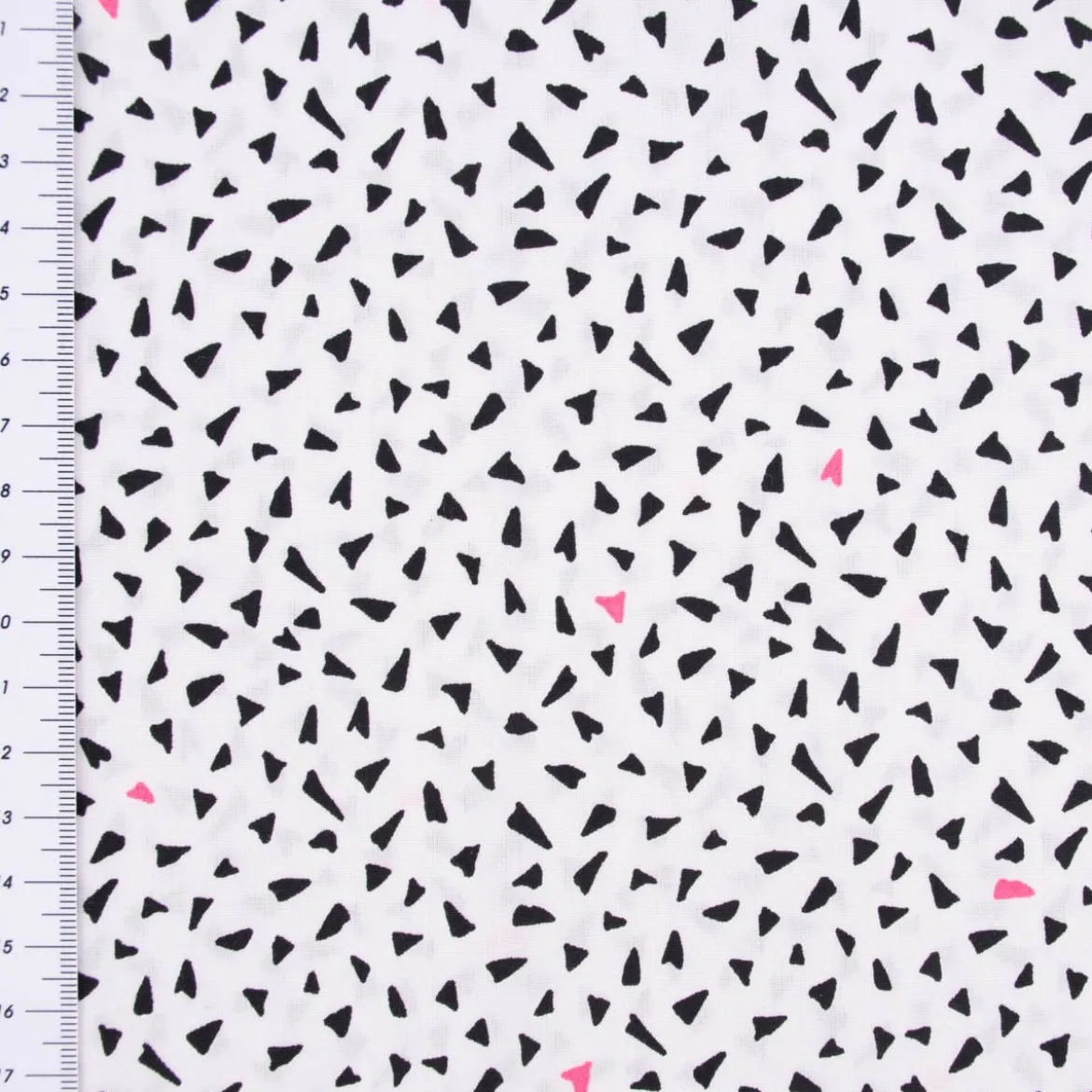 Rico Design Baumwollstoff Stoffabschnitt Dreiecke weiß schwarz neonpink 50x140cm