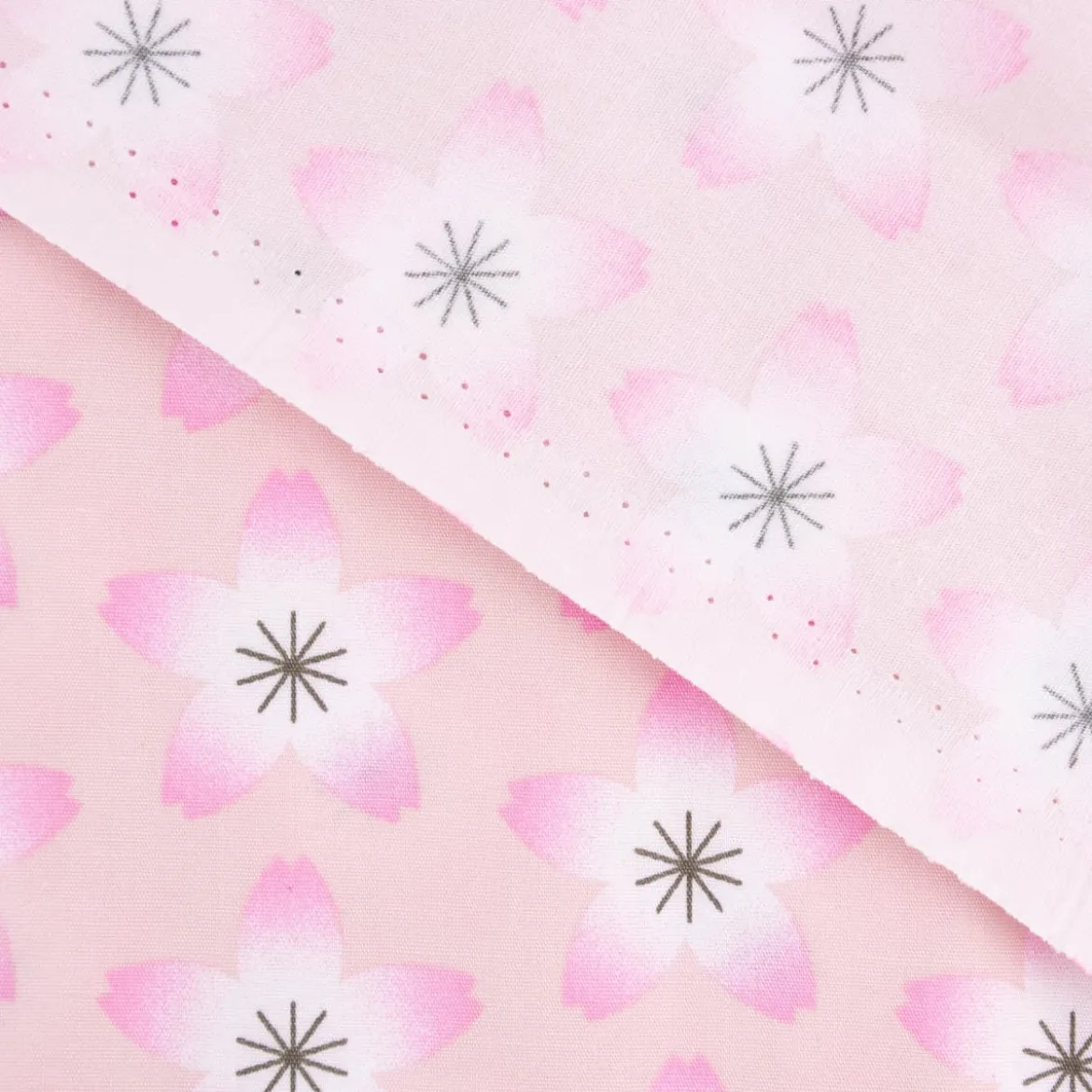 Rico Design Baumwollstoff Stoffabschnitt Kirschblüten hellrosa pink weiß 50x140cm
