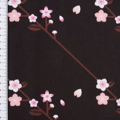 Rico Design Baumwollstoff Stoffabschnitt Kirschblütenzweige schwarz weiß 50x140cm