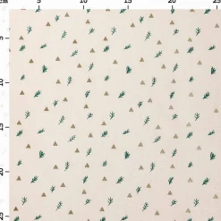 Rico Design Baumwollstoff Stoffabschnitt Druckstoff Zweige ecru gold 50x140cm
