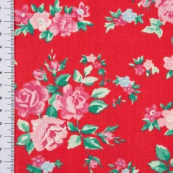 Rico Design Baumwollstoff Stoffabschnitt Druckstoff Blumen rot rosa 50x140cm