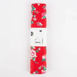 Rico Design Baumwollstoff Stoffabschnitt Druckstoff Blumen rot rosa 50x140cm