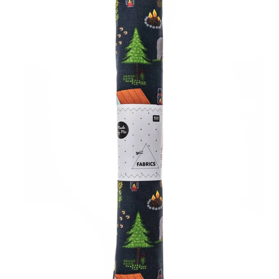 Rico Design Baumwollstoff Stoffabschnitt Camping schwarz bunt 50x140cm