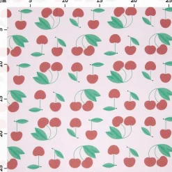 Rico Design Baumwollstoff Stoffabschnitt Kirschen rosa grün rot 50x140cm