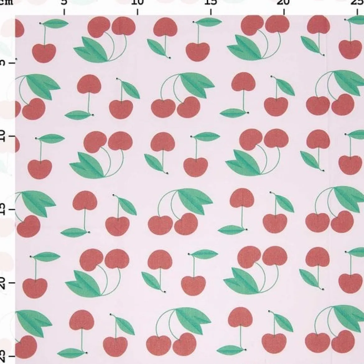 Rico Design Baumwollstoff Stoffabschnitt Kirschen rosa grün rot 50x140cm