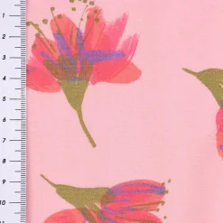 Rico Design Baumwollstoff Stoffabschnitt Aquarellblüten rosa bunt 50x140cm