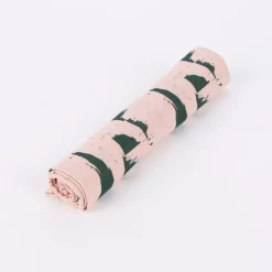 Rico Design Bekleidungsstoff Musselin Stoffabschnitt Struktur Muster rosa dunkelgrün 50x140cm