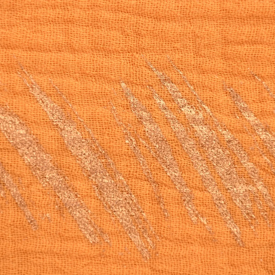 Rico Design Bekleidungsstoff Krinkel Musselin Stoffabschnitt Streifen senfgelb gold 50x130cm