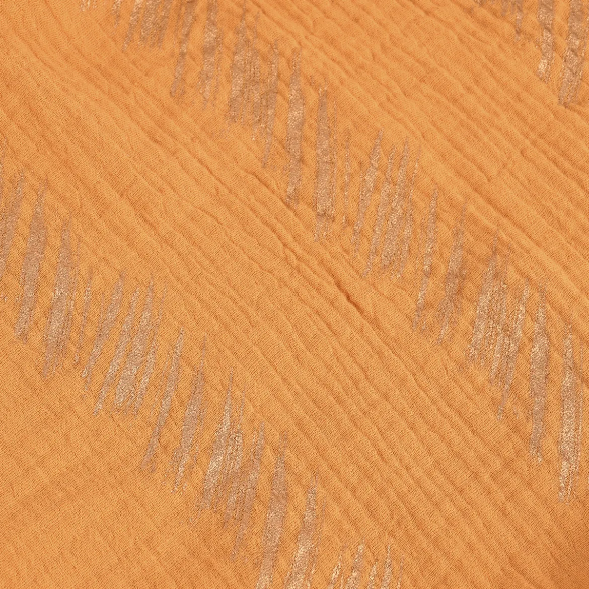 Rico Design Bekleidungsstoff Krinkel Musselin Stoffabschnitt Streifen senfgelb gold 50x130cm