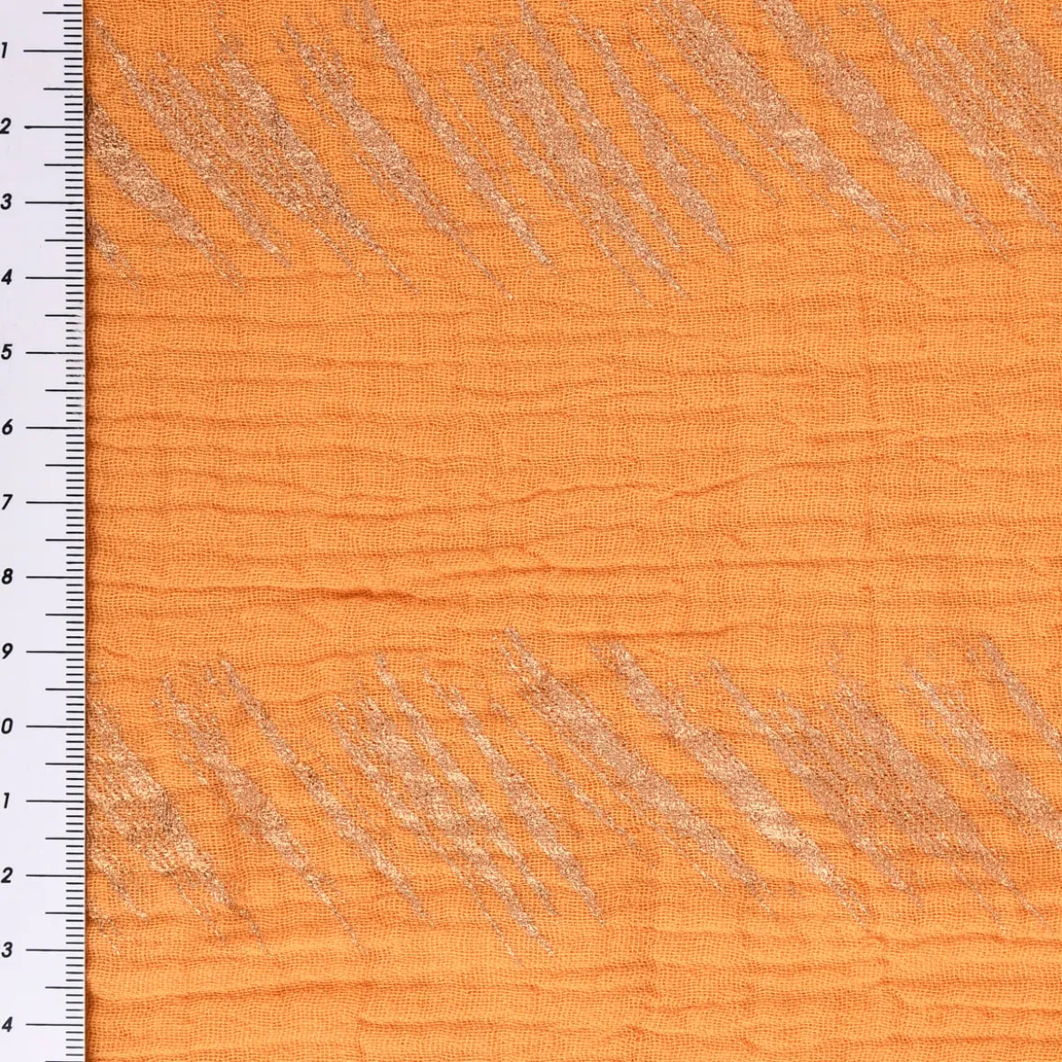 Rico Design Bekleidungsstoff Krinkel Musselin Stoffabschnitt Streifen senfgelb gold 50x130cm