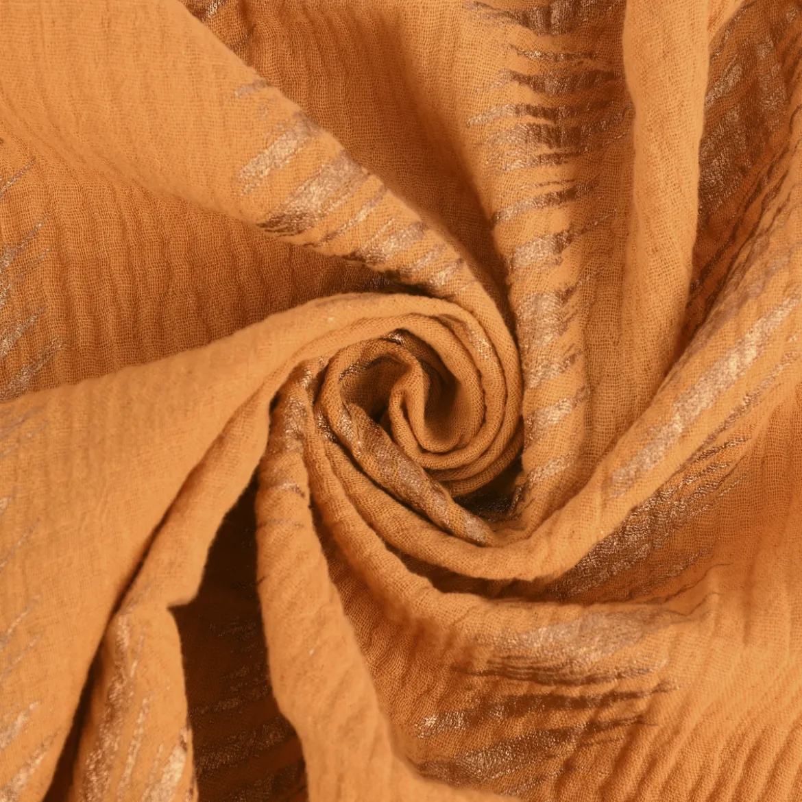 Rico Design Bekleidungsstoff Krinkel Musselin Stoffabschnitt Streifen senfgelb gold 50x130cm