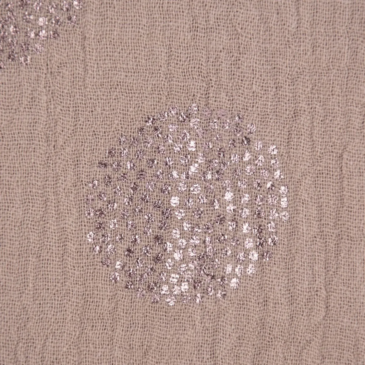 Rico Design Bekleidungsstoff Krinkel Musselin Stoffabschnitt Kirschblüten taupe metallic taupe 50x130cm