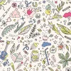 Rico Design beschichtete Baumwolle Stoffabschnitt Insekten Blätter Sterne puderrosa bunt 25x70cm