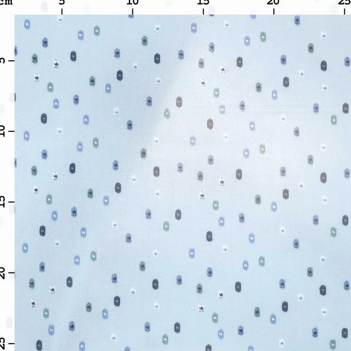 Rico Design beschichtete Baumwolle Stoffabschnitt grafische Punkte hellblau grün blau 25x70cm