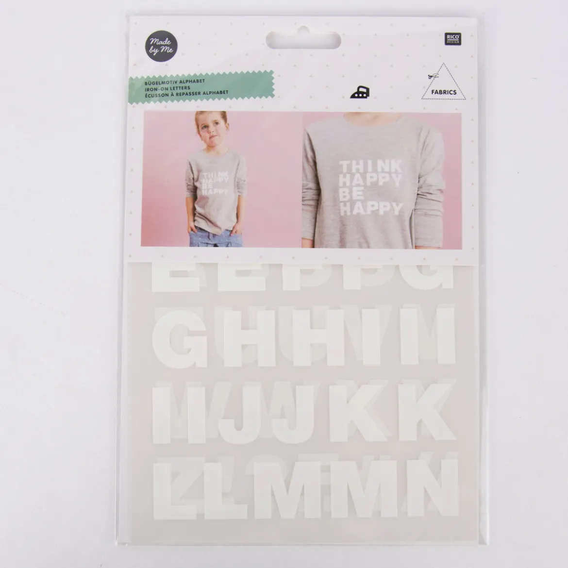 Rico Design Bügelmotivset Alphabet Buchstaben 2 Bögen weiß