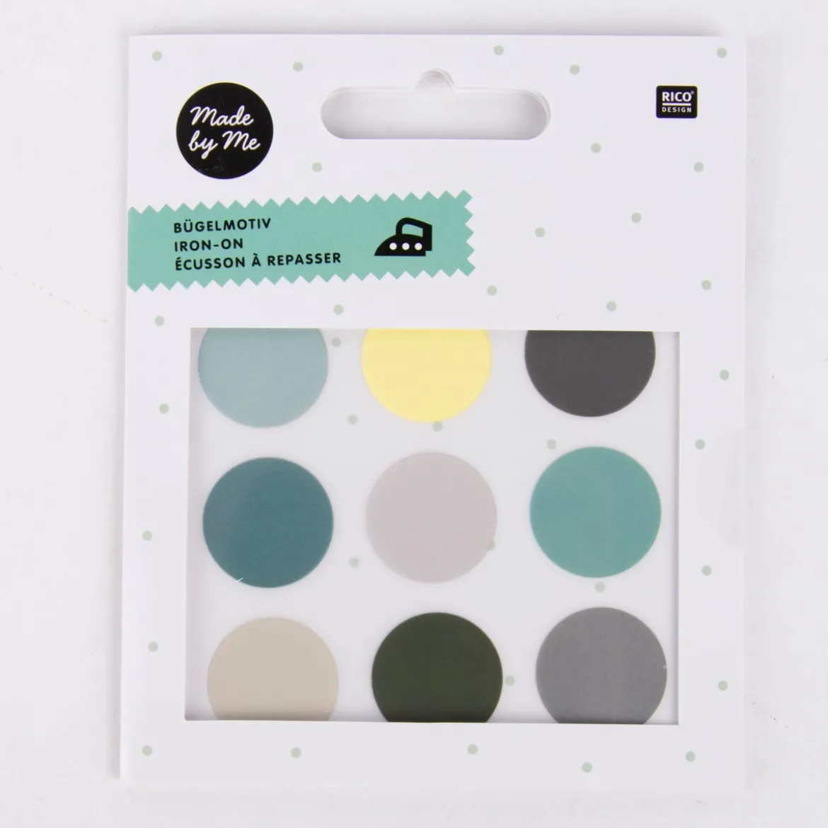 Rico Design Bügelmotivset Kreise Punkte Grün Mix 2 Blatt