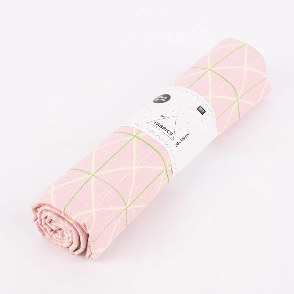 Rico Design Canvas Baumwollstoff Stoffabschnitt Raster geometrisch Linien rosa neongrün gelb 50x140cm