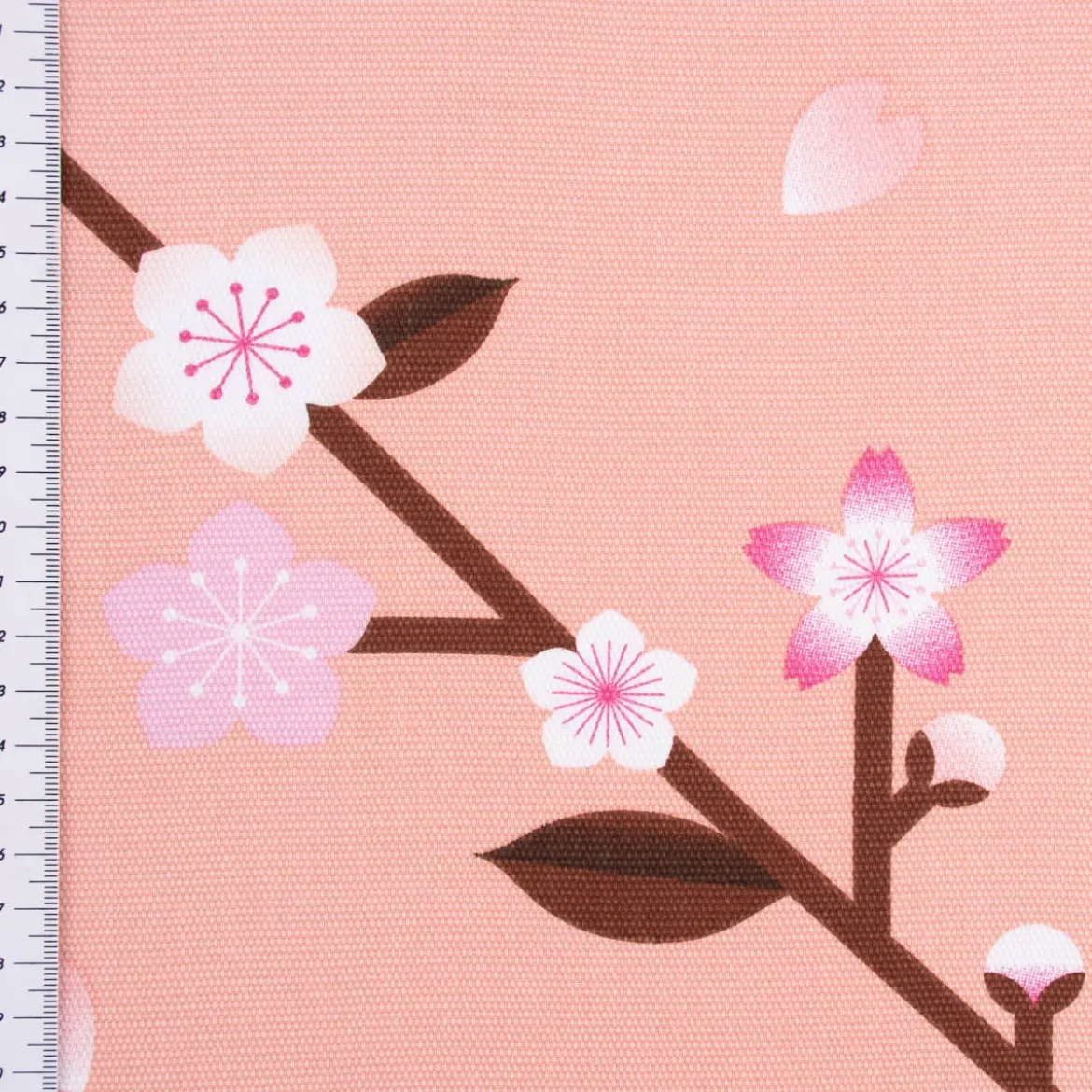 Rico Design Canvas Baumwollstoff Stoffabschnitt Kirschblüten pfirsich rosa 50x140cm