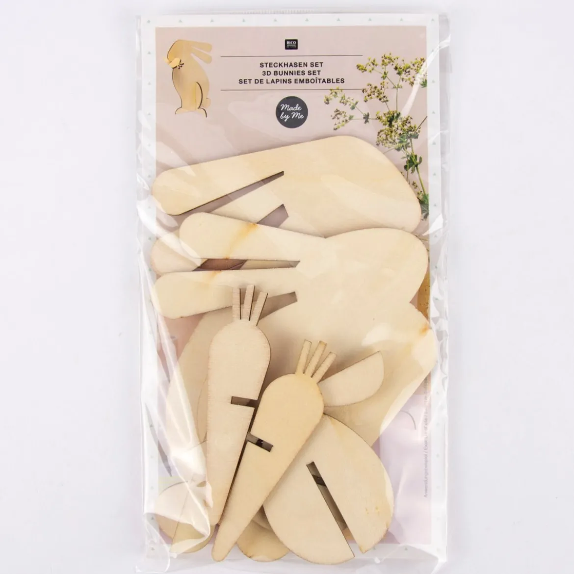 Rico Design 3D Dekofigur Steckhasen Holz natur 2 Stück