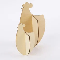 Rico Design 3D Dekofigur Steckhühner Holz natur 2 Stück