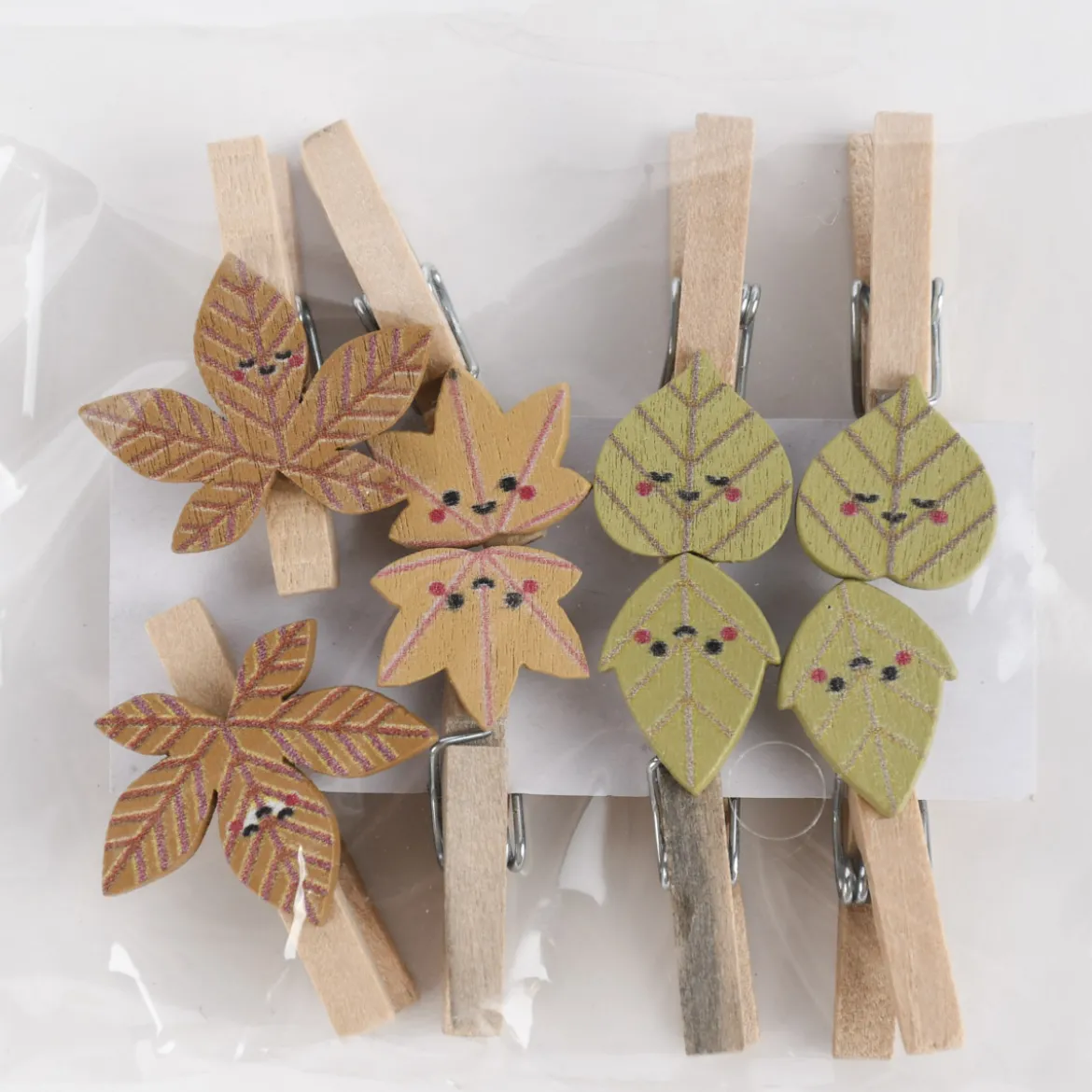 Rico Design Dekoclips Blätter Mix Holz bunt 8 Stück 3cm