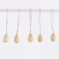 Rico Design Dekoeier zum Hängen Osterei Holz 5 Stück natur