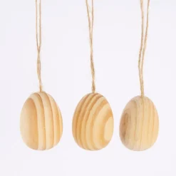 Rico Design Dekoeier zum Hängen Osterei Holz 3 Stück natur