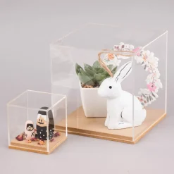 Rico Design Dekohaube Würfel Kunststoff Holz 12,5x12,5x13cm