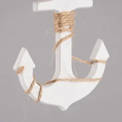 Rico Design Dekohänger Anker mit Bastschnur Holz weiß natur 7,8x10cm