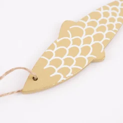 Rico Design Dekohänger Fisch Holz goldfarbig weiß 3,3x11cm