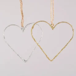 Rico Design Dekohänger Herz Glitter Metall silberfarben 9x9cm